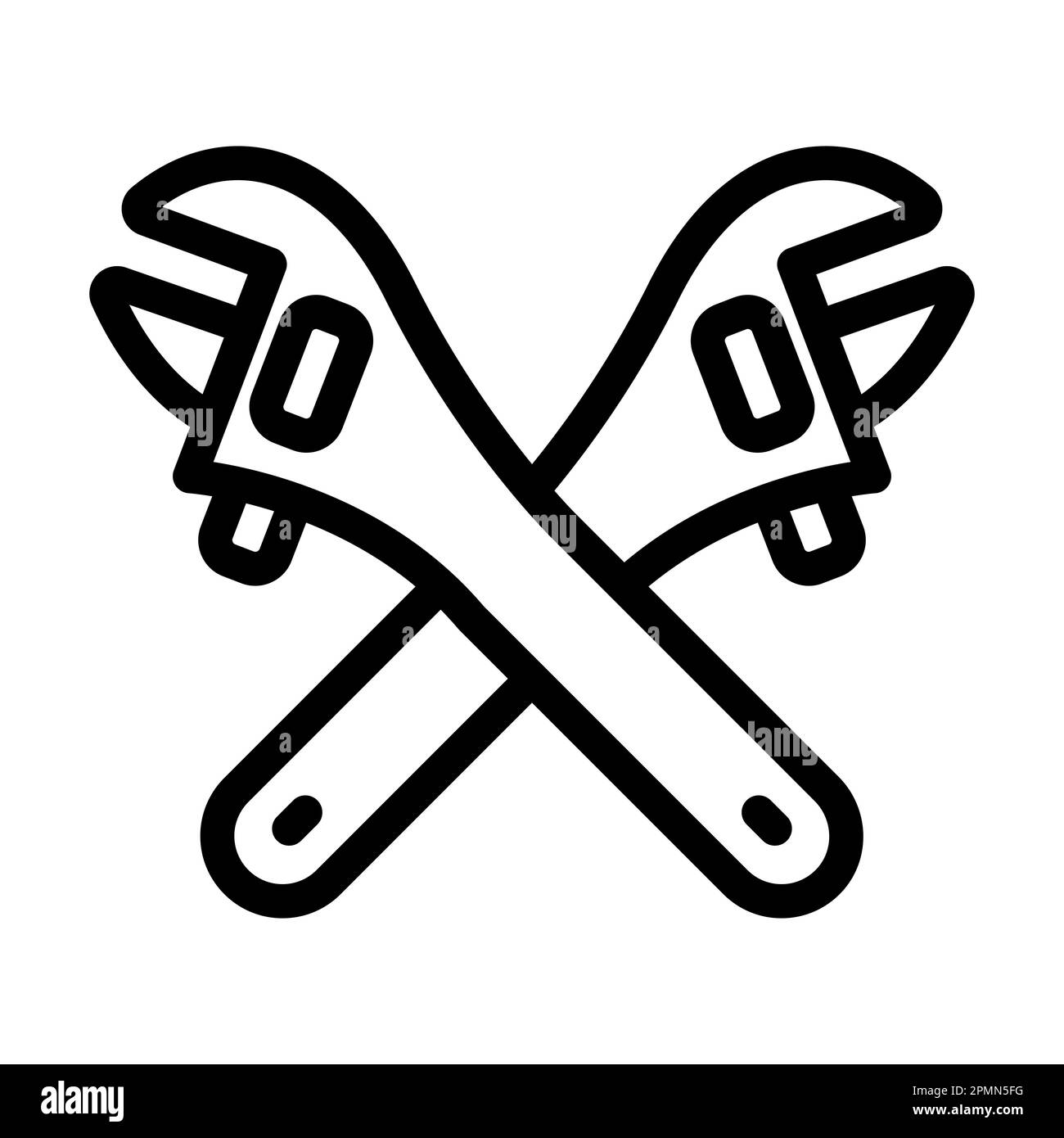 Cross Wrench Vector Thick Line Icon For Personal And Commercial Use