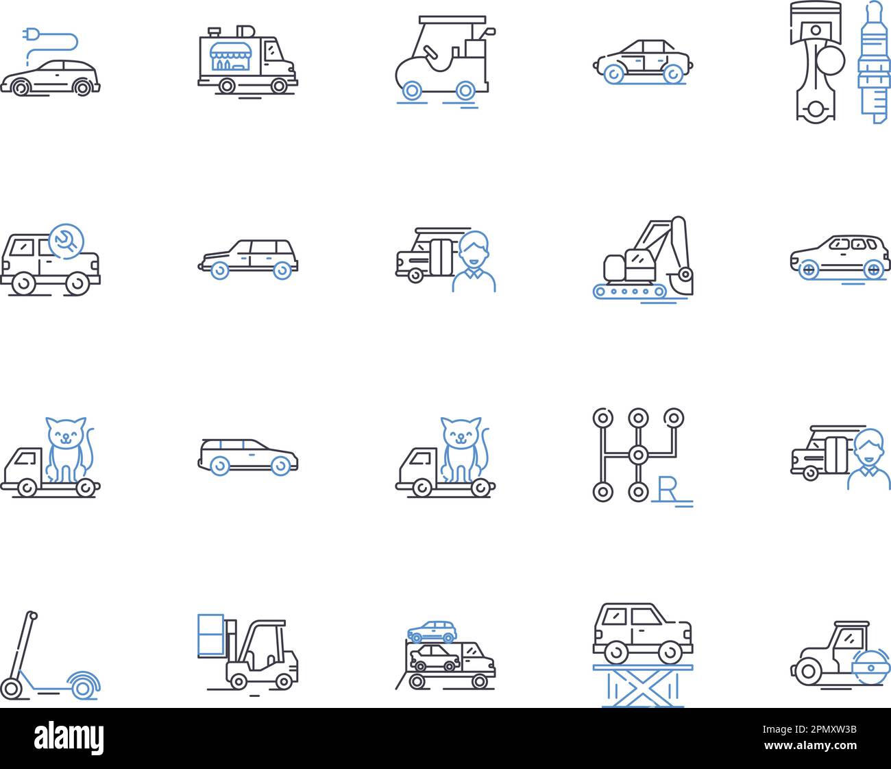 Car And Logistic Outline Icons Collection Car Logistic Vehicle