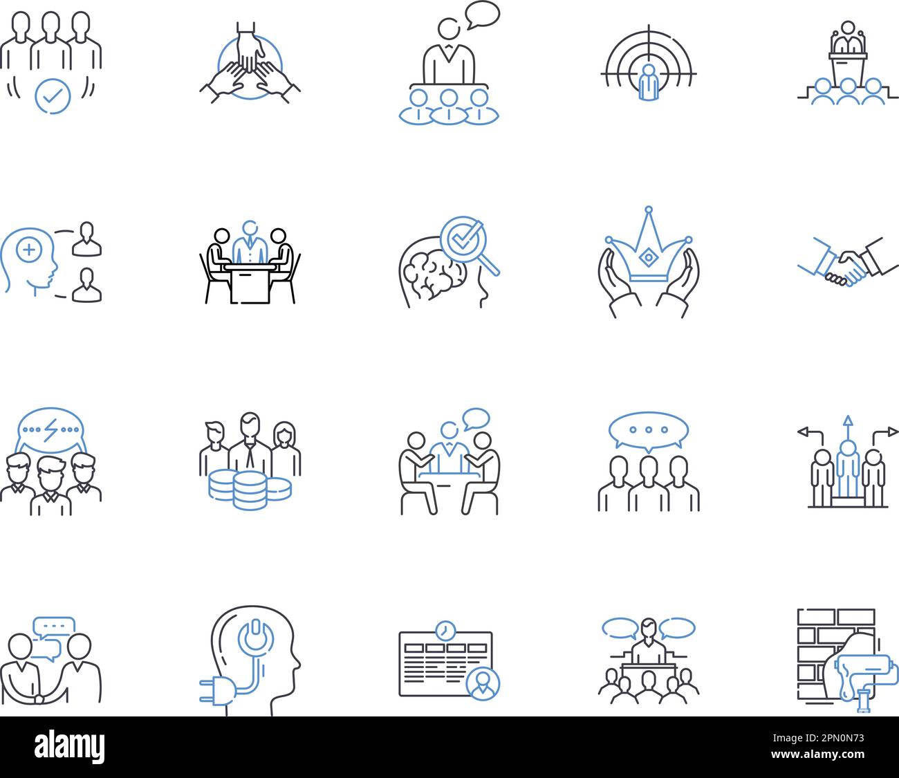 Team Cooperation Outline Icons Collection Collaboration Synergy