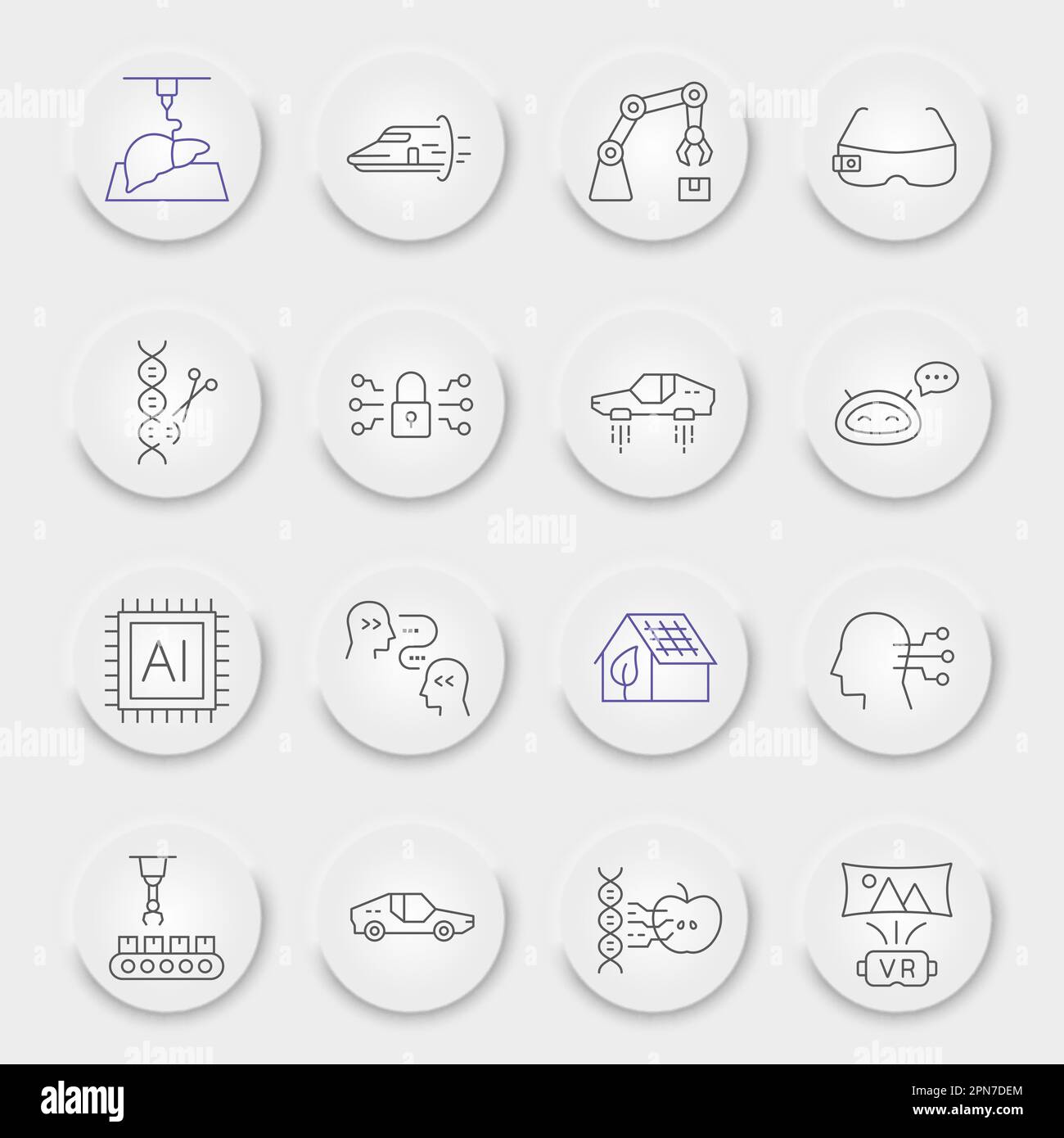 Future Technology Line Icon Set Innovation Symbols Collection Vector