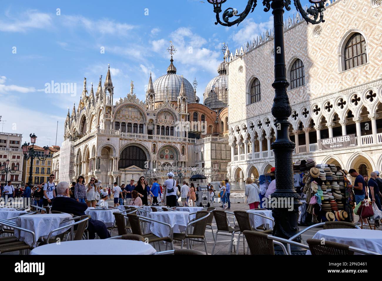 Venice Basilica San Marco And The Clocktower In Piazza San Marco Stock