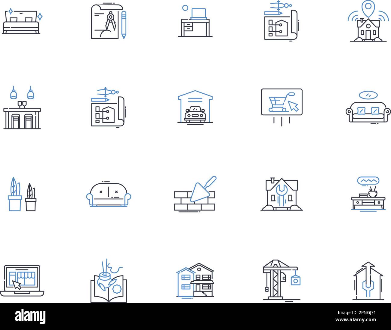 Residential Restoration Line Icons Collection Reconstruction