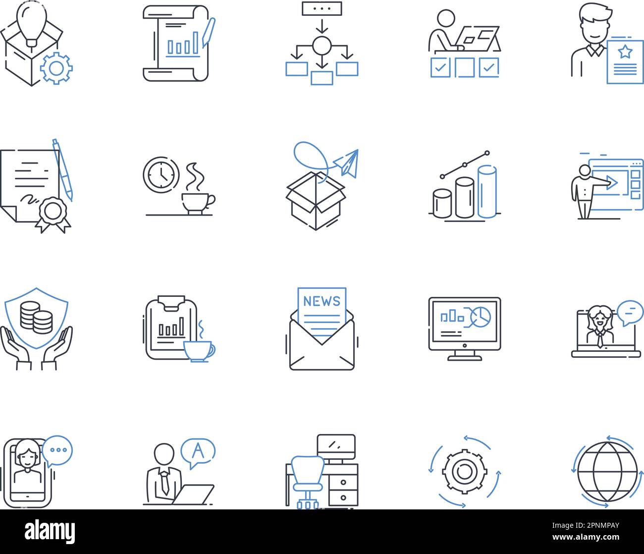 Joint Venture Management Line Icons Collection Collaboration Synergy