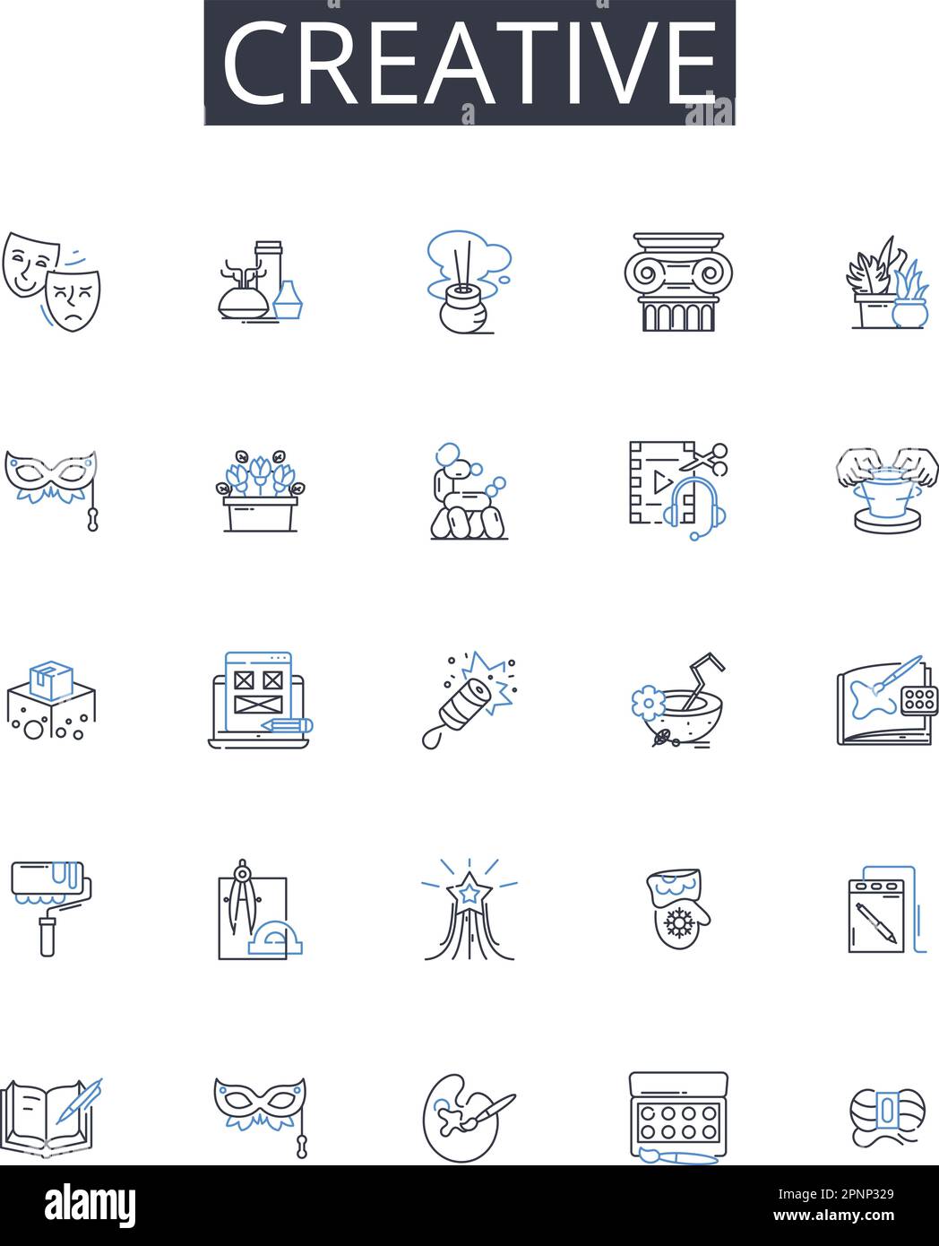 Creative Line Icons Collection Innovative Resourceful Artistic