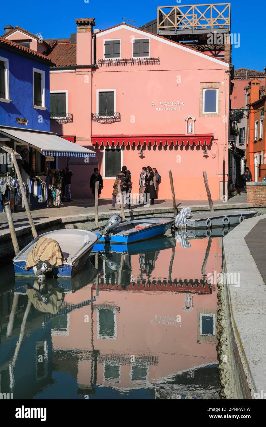 Burano Island Colourful Houses And Reflections By The Canal