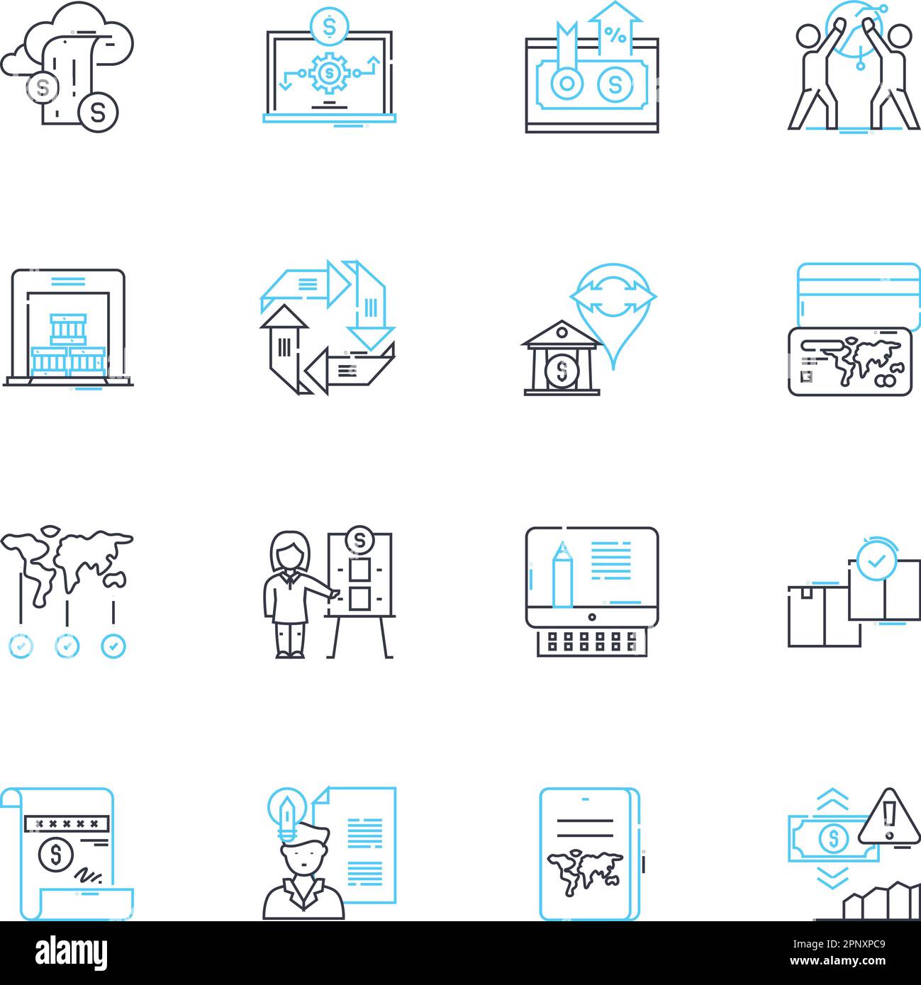 Business Operations Linear Icons Set Efficiency Optimization