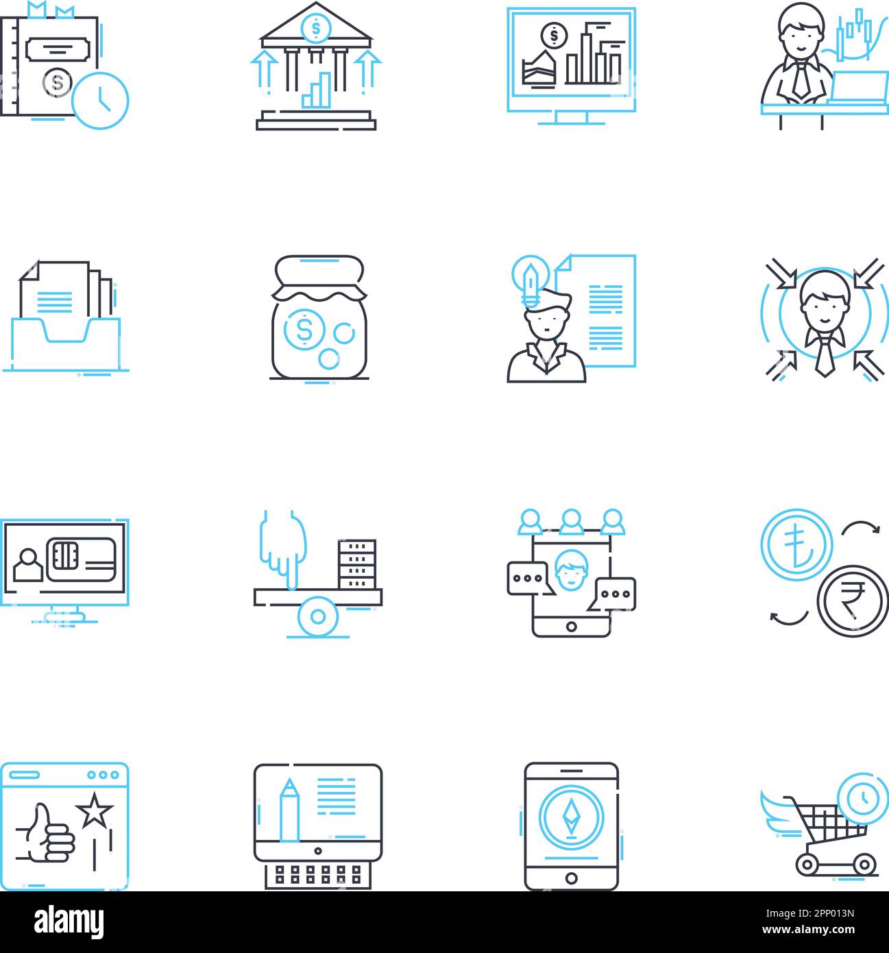 Economic Understanding And Awareness Linear Icons Set Budgeting