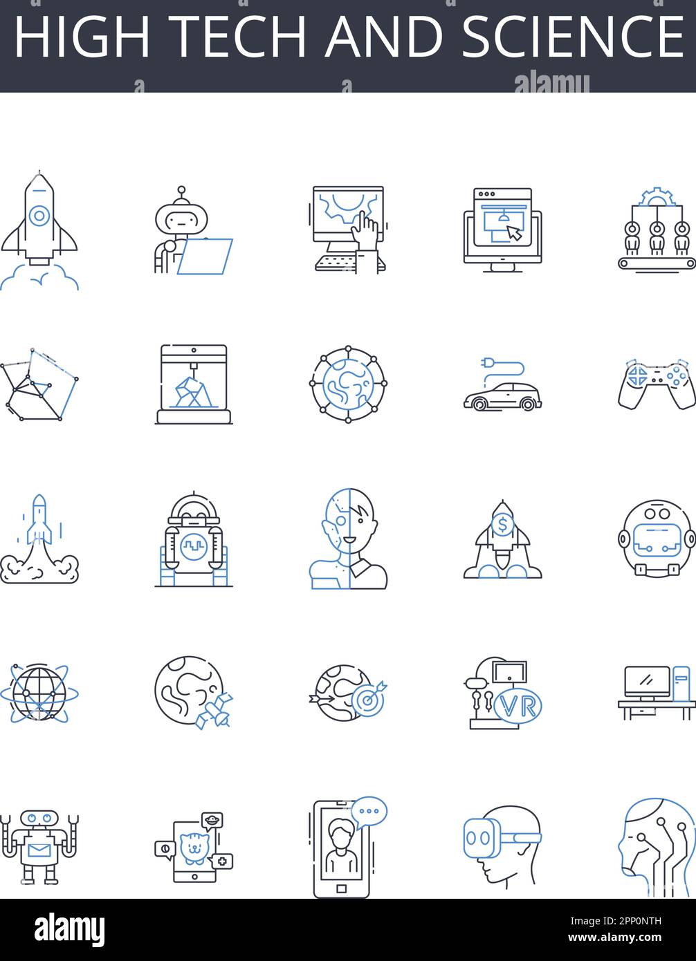 High Tech And Science Line Icons Collection Advanced Technology