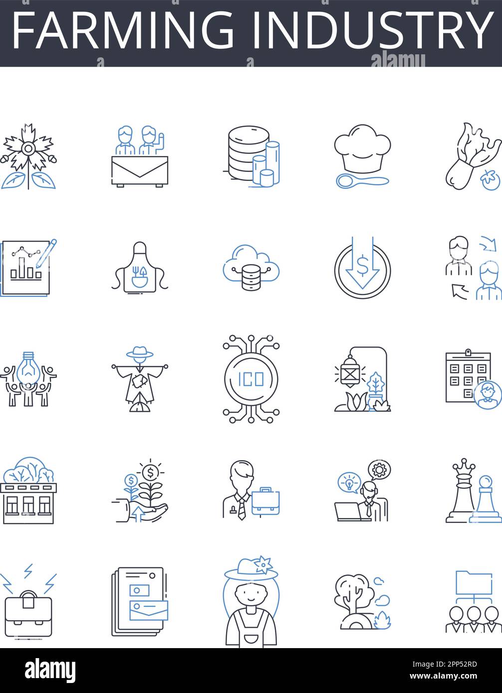 Farming Industry Line Icons Collection Mining Sector Fashion Industry