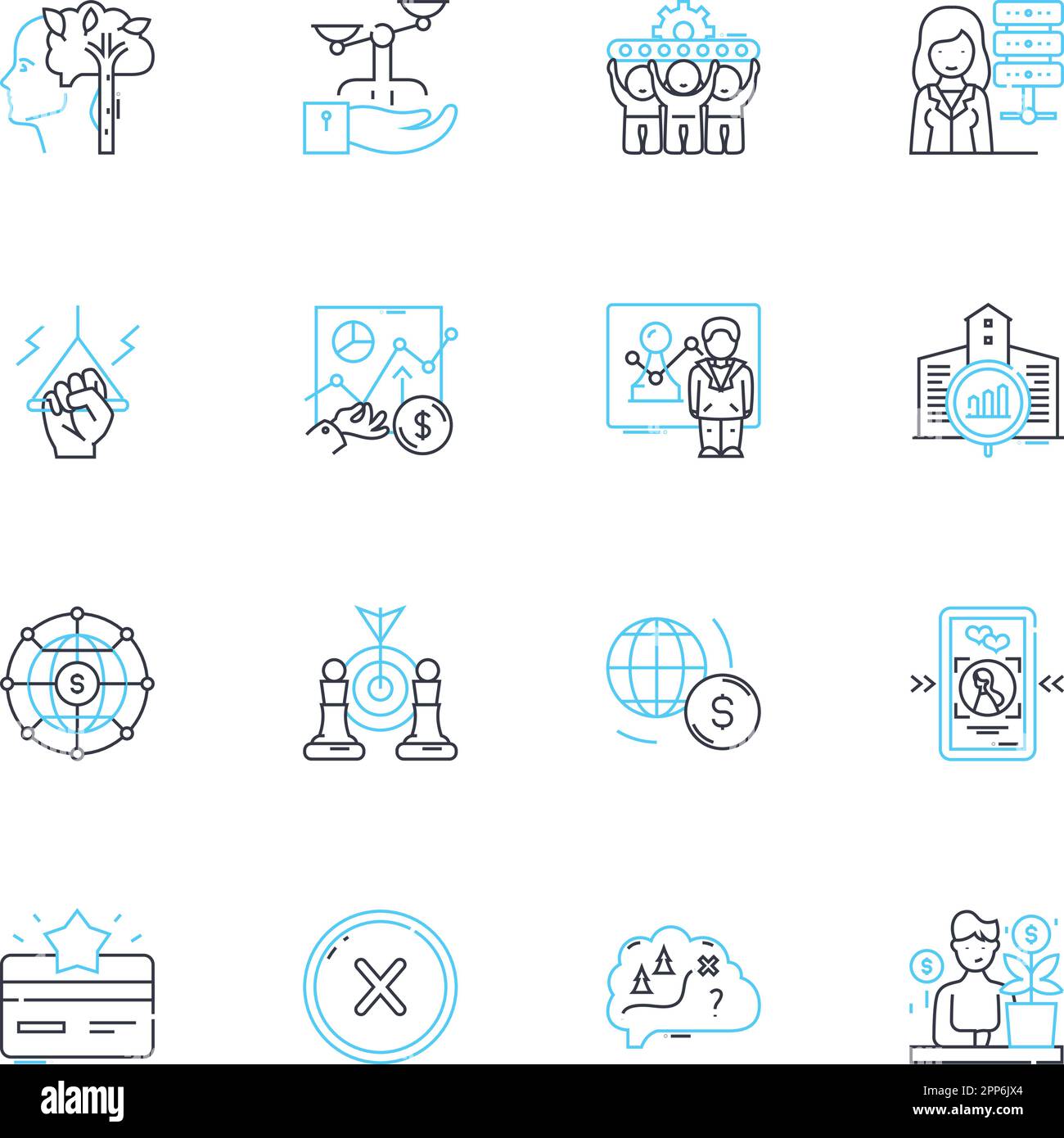 Coordinated Enterprise Linear Icons Set Collaboration Integration