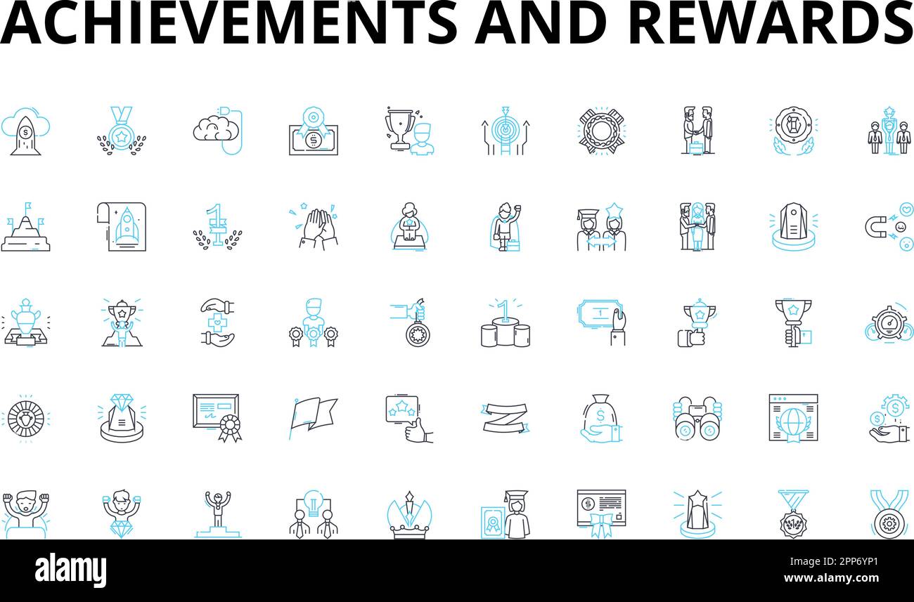 Achievements And Rewards Linear Icons Set Accomplished Successful