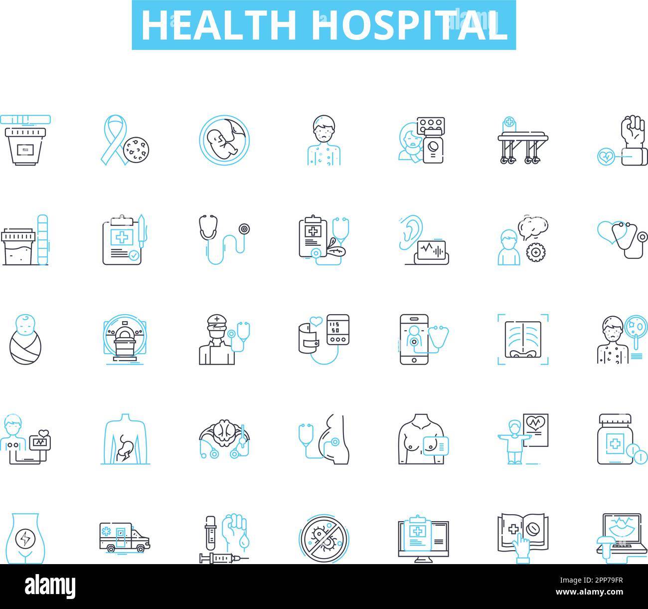 Health Hospital Linear Icons Set Wellness Treatment Healing