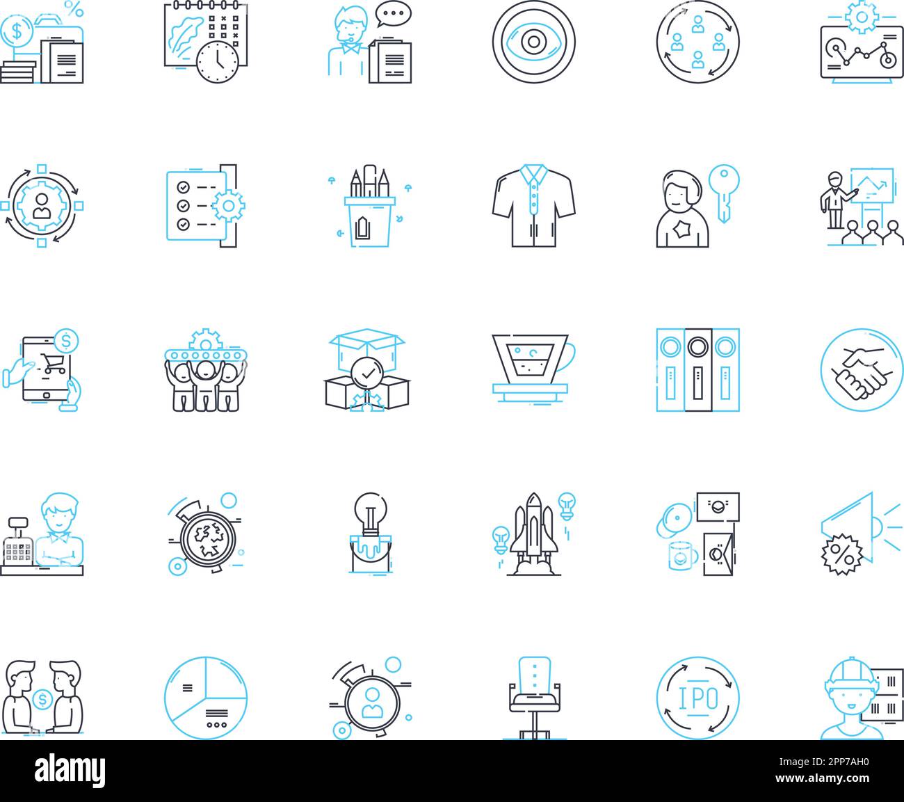 Financial Managers Linear Icons Set Analysis Budgeting Investments