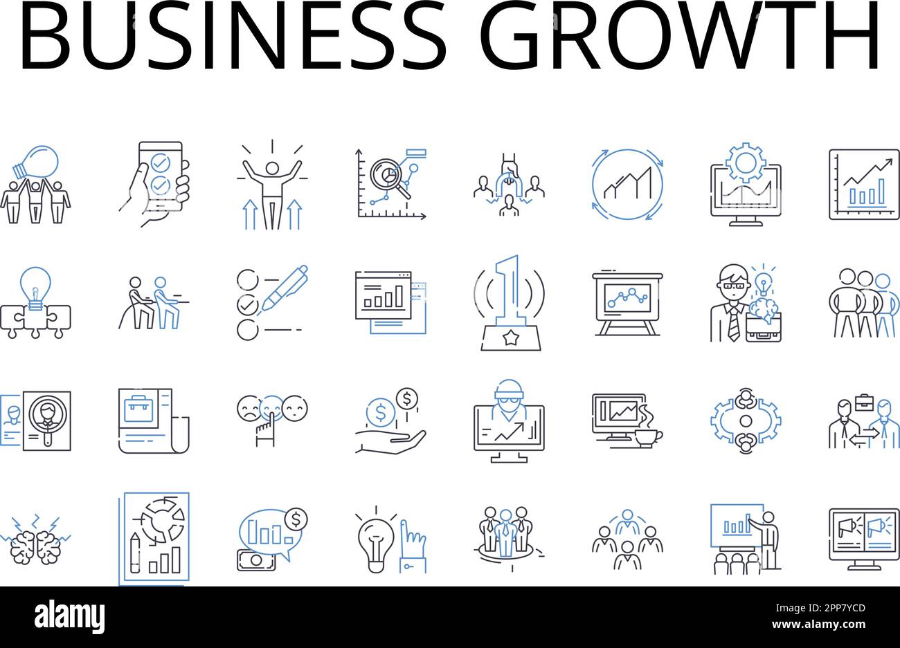 Business Growth Line Icons Collection Career Advancement Company