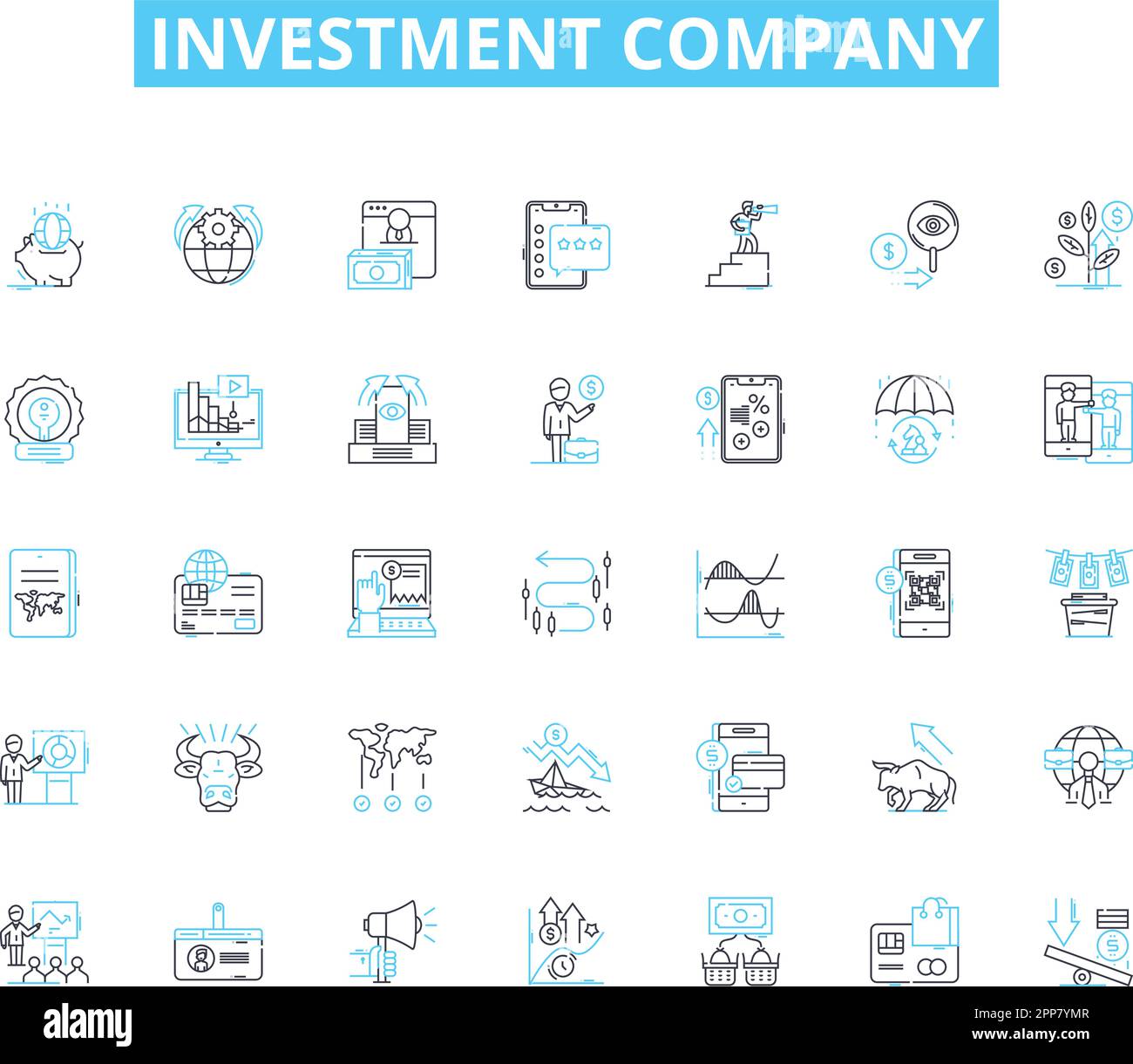 Investment Company Linear Icons Set Portfolio Dividends Stocks