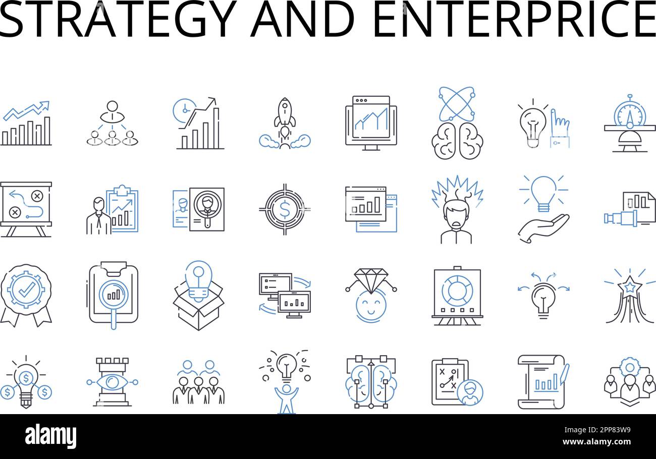 Strategy And Enterprice Line Icons Collection Tactic Plan Approach