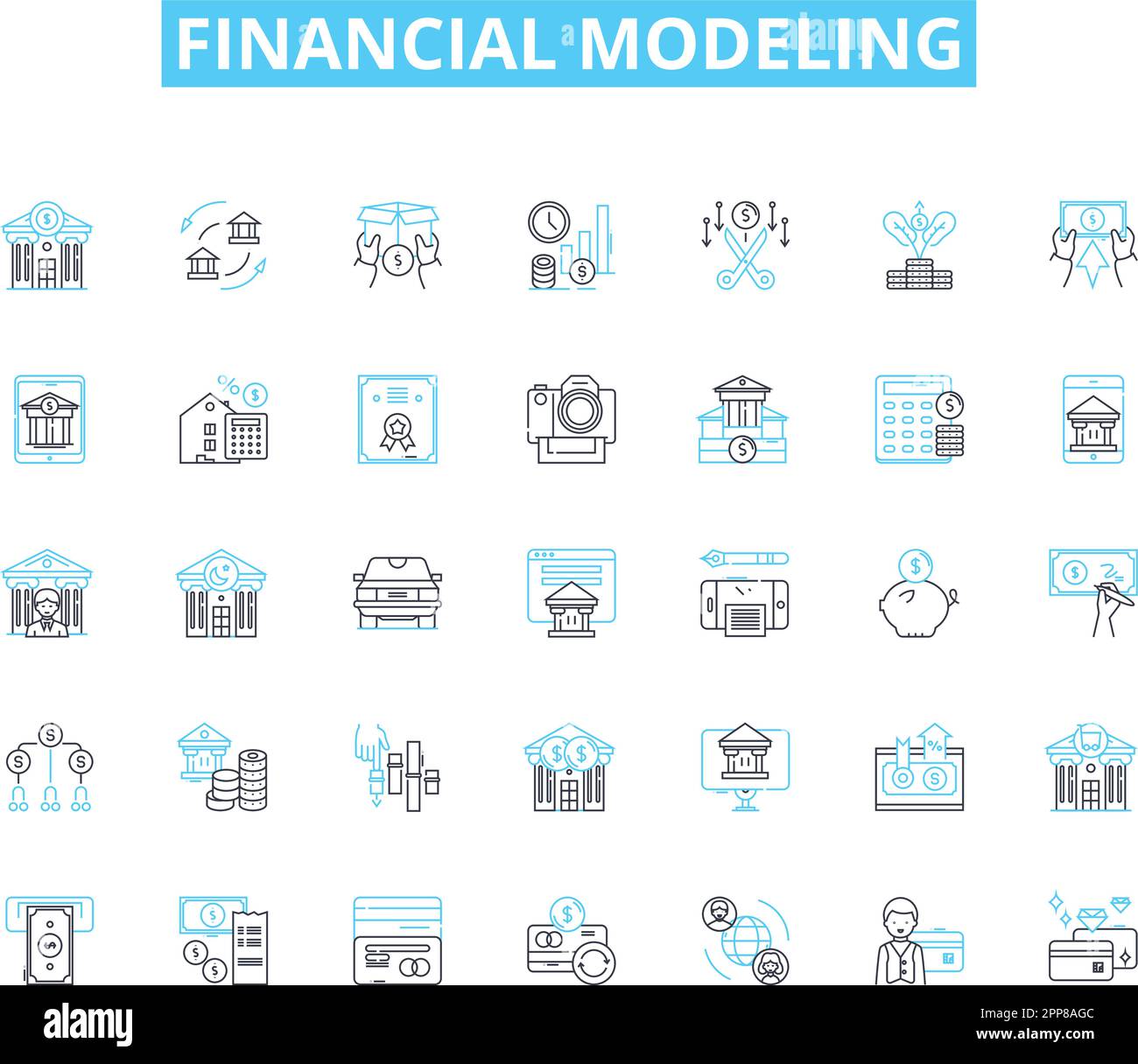 Financial Modeling Linear Icons Set Forecasting Analysis Valuation