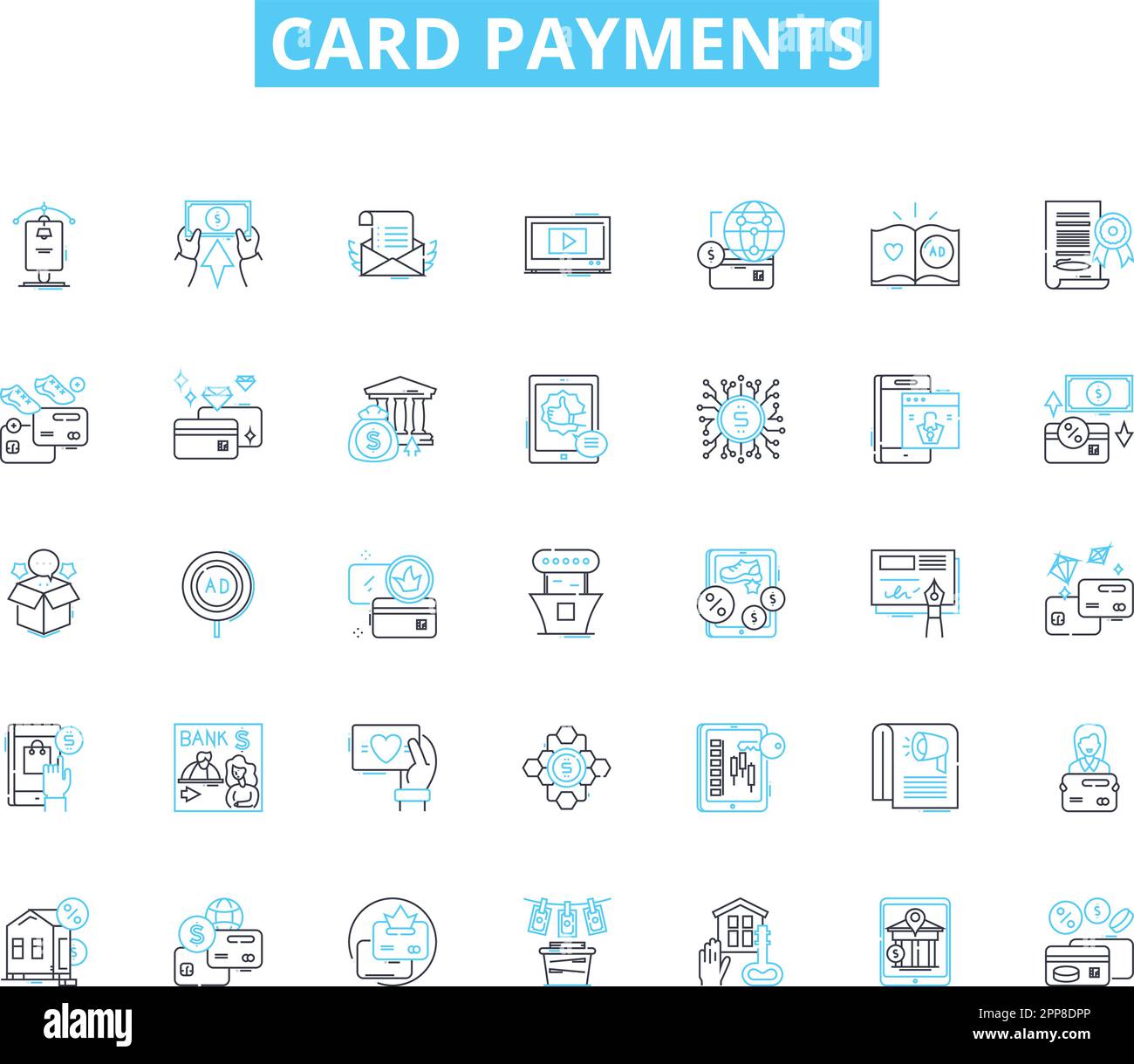 Card Payments Linear Icons Set Transaction Authorization Payment