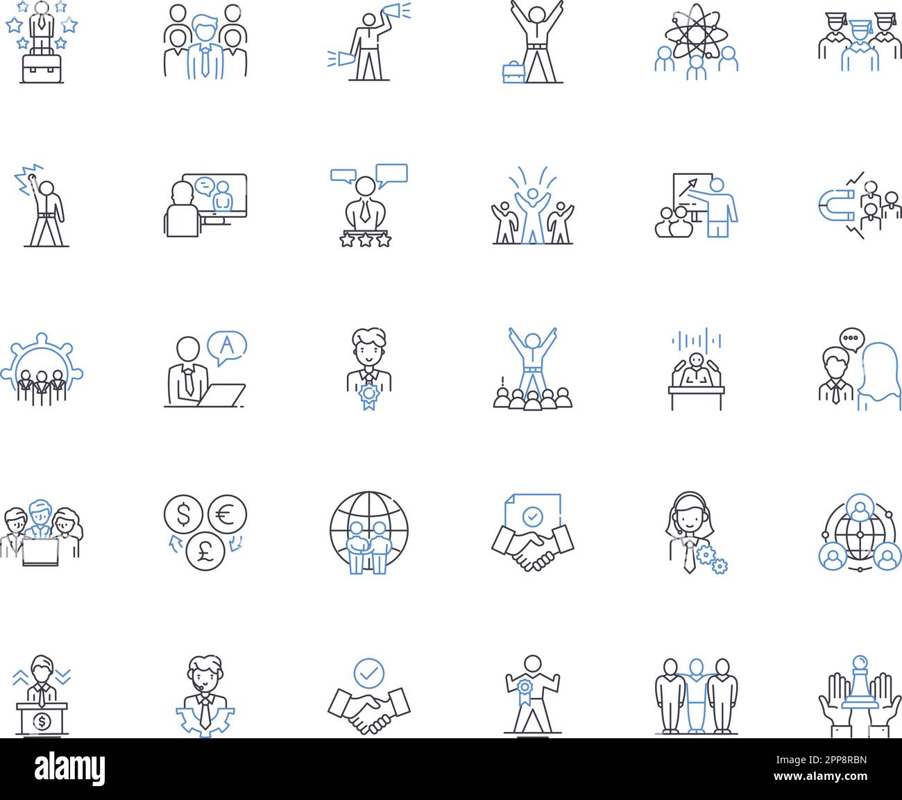 Political Science Line Icons Collection Democracy Power Elections