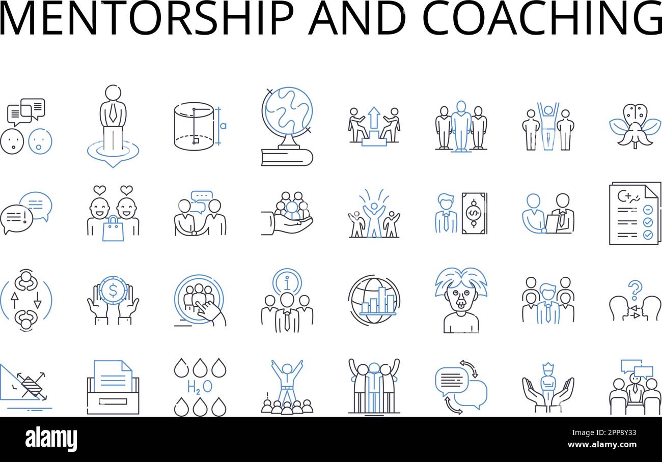 Mentorship And Coaching Line Icons Collection Guidance And Direction