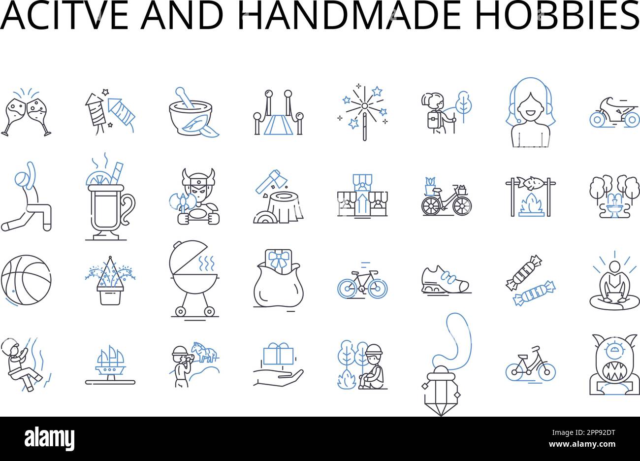 Acitve And Handmade Hobbies Line Icons Collection Engaged Occupied