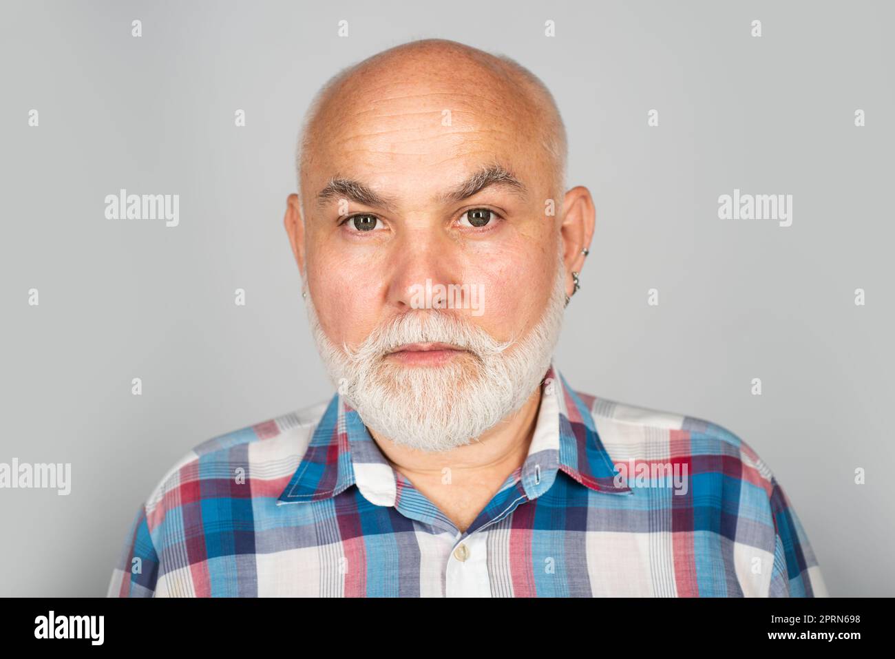 Face Of S Aged Pensioner Old Mature Senior Man With Grey Beard On