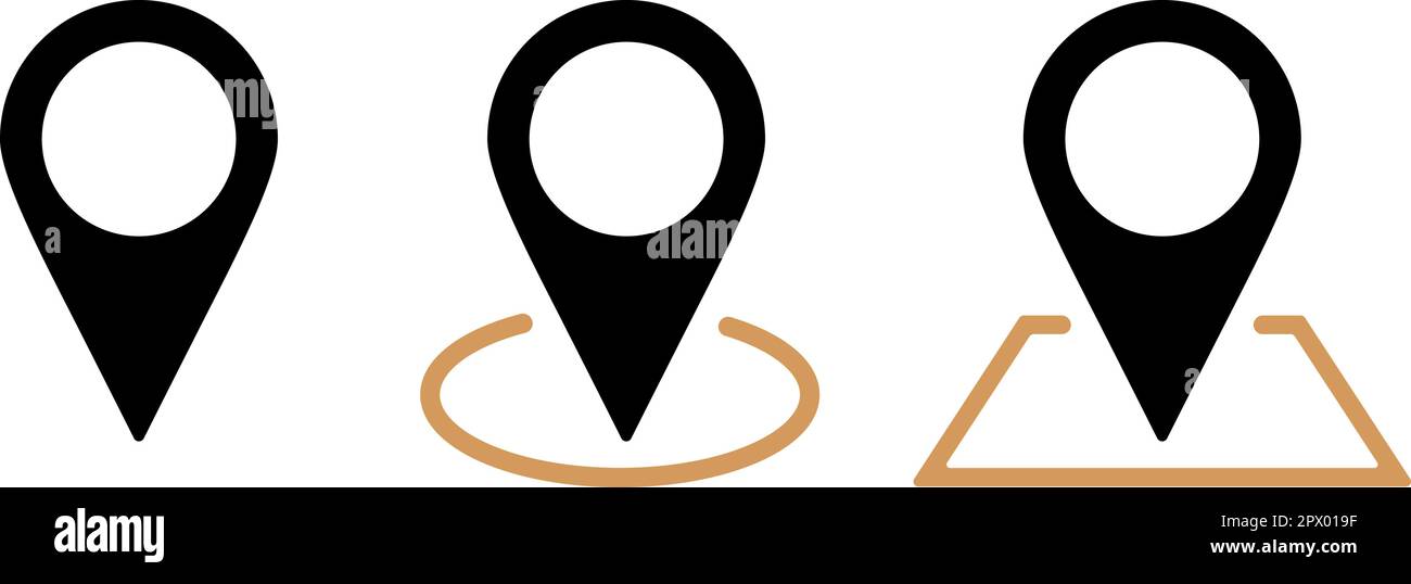 Set Of Vector Flat Pin Icon As A Place Position Marking Concept Stock