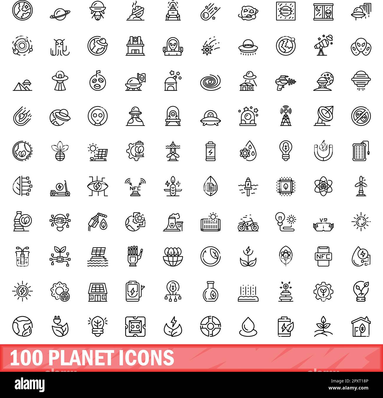 Planet Icons Set Outline Illustration Of Planet Icons Vector