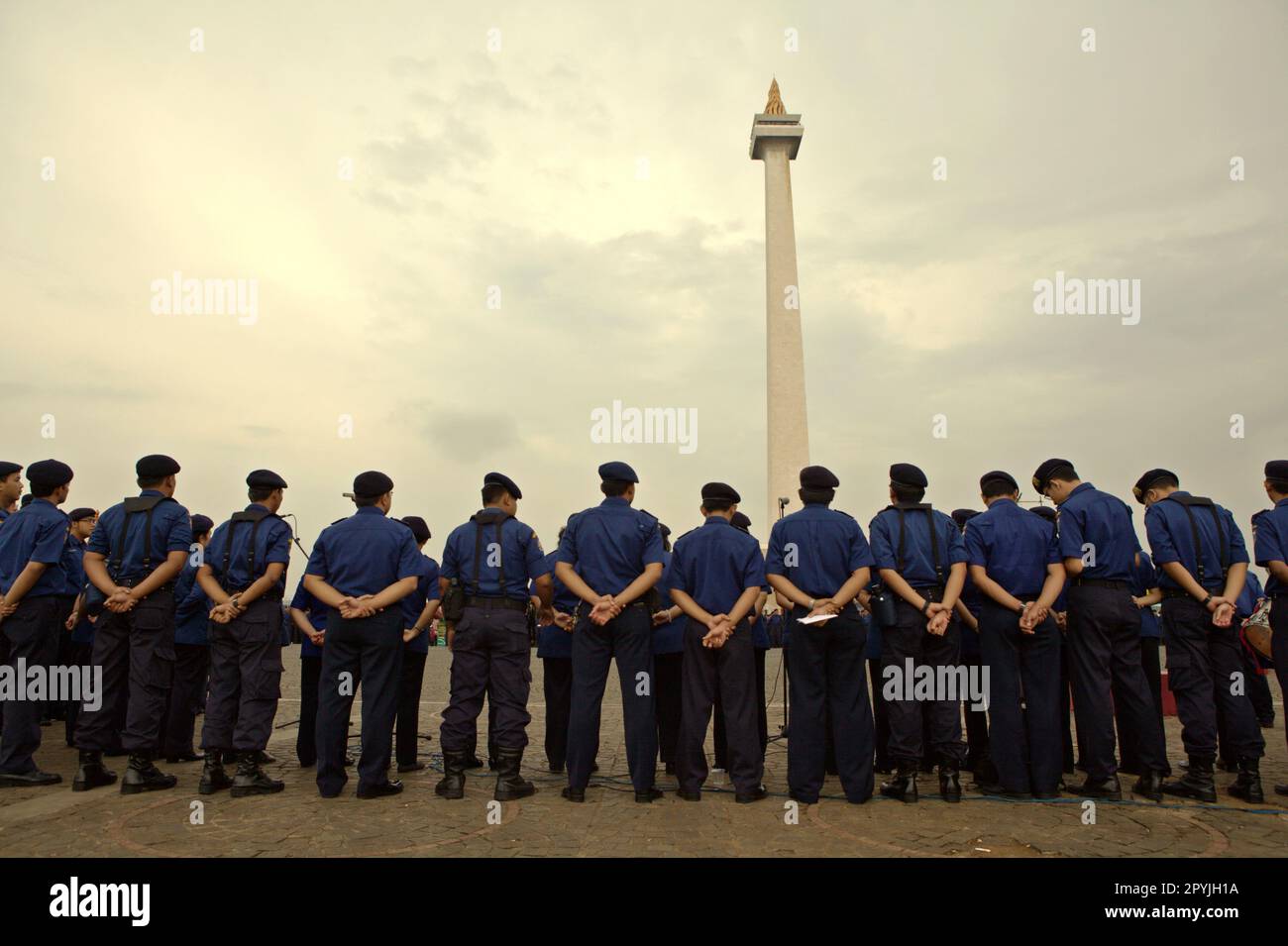 Members Of Jakarta S Firefighting Squad Receiving A Briefing During A