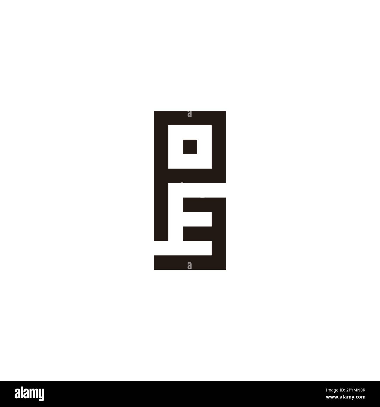 Letter P And Number 3 Rectangle Geometric Symbol Simple Logo Vector