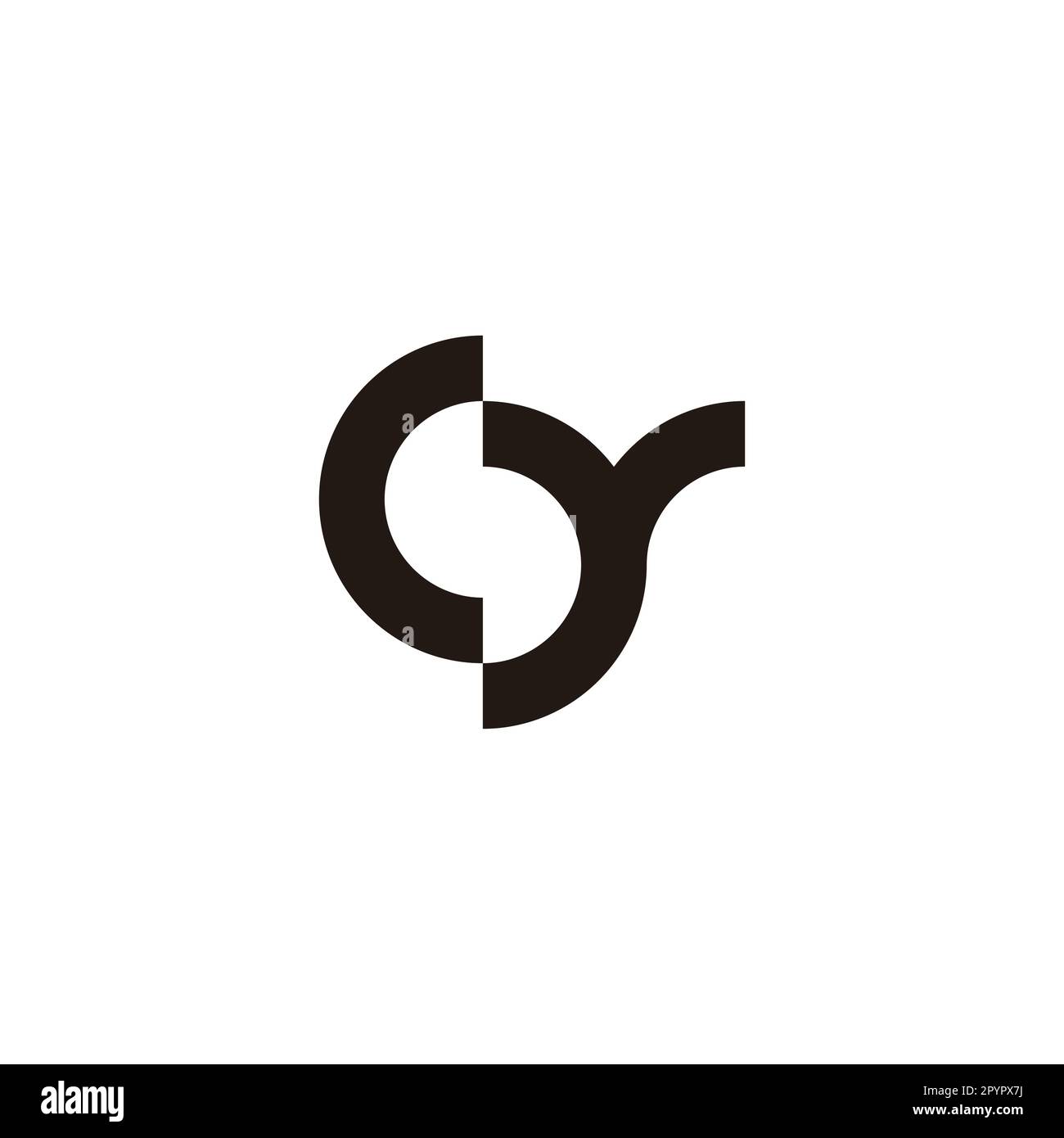 Letter C S And Y Outline Geometric Symbol Simple Logo Vector Stock