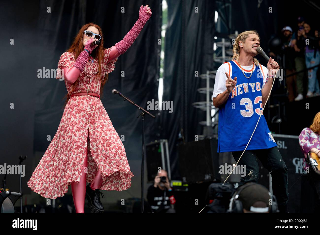 Hannah Hooper Left And Chris Zucconi Of Grouplove Perform At The