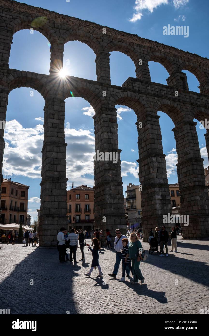 The Ancient Roman Aqueduct Of Segovia Spain Stock Photo Alamy