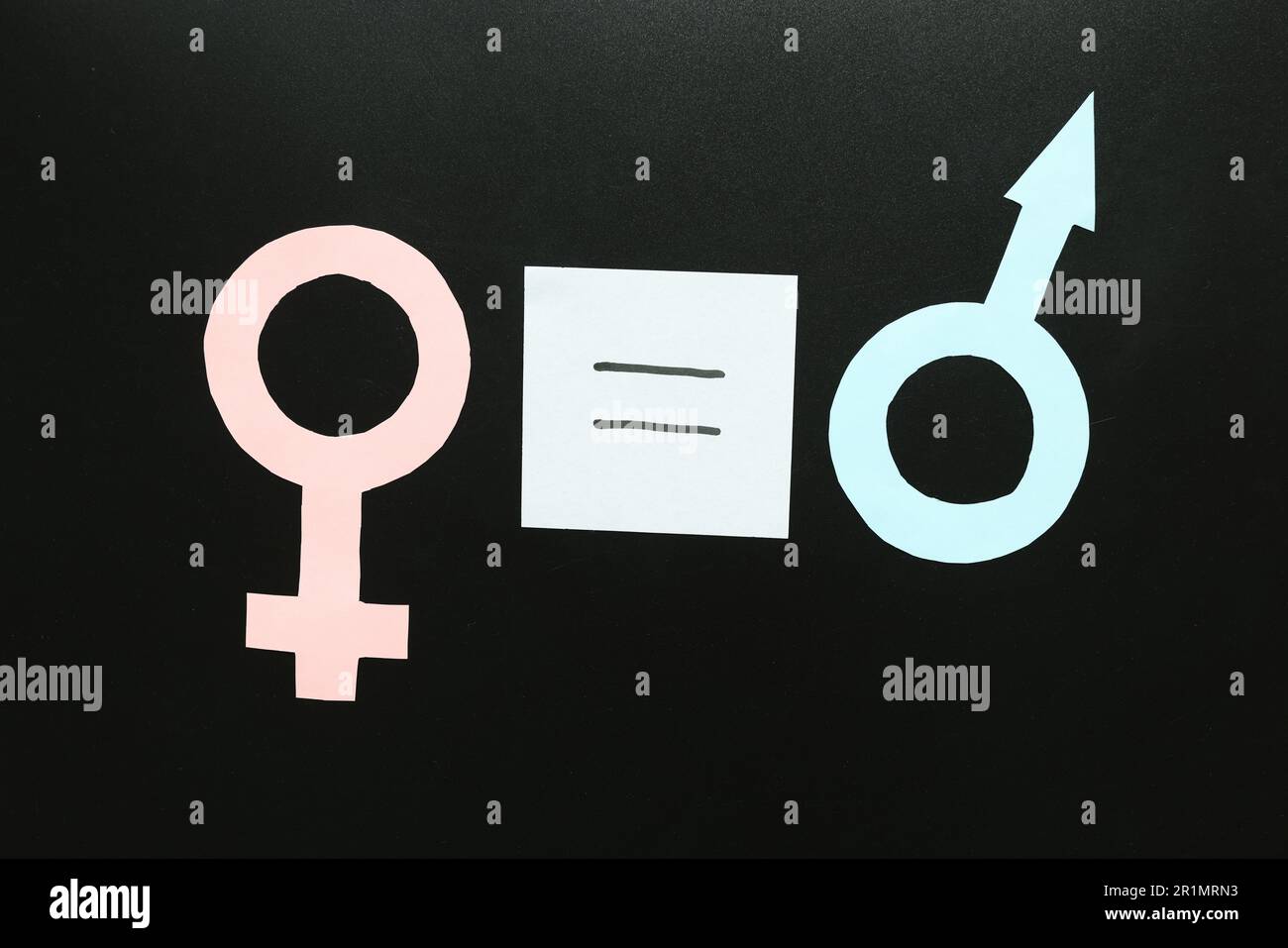 Equation Sign Between Pink Female And Blue Male Symbols Stock Photo Alamy