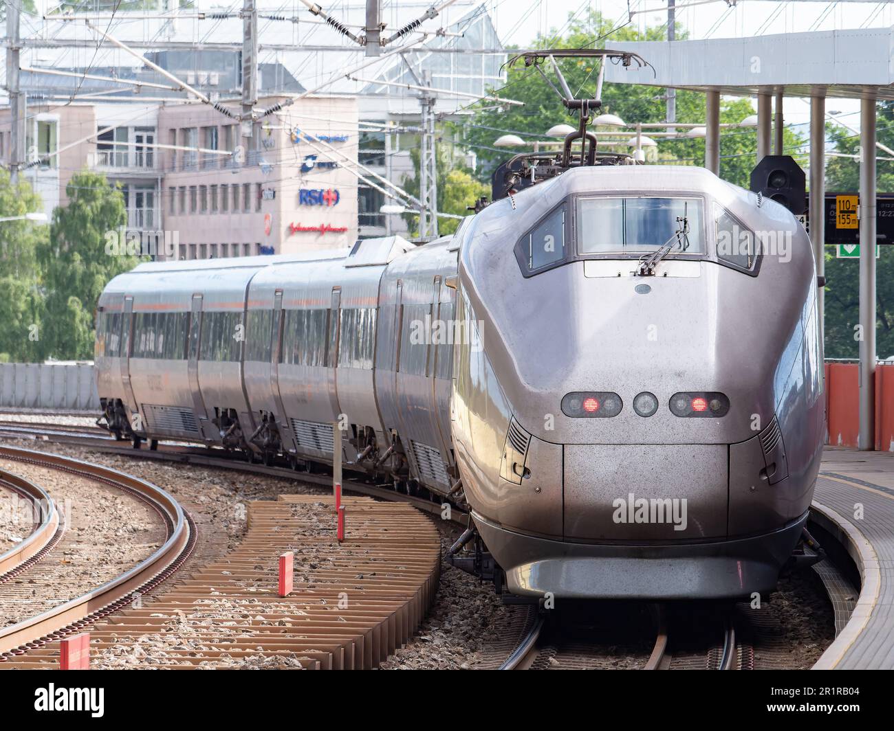 The Airport Express Flytoget Departing Lysaker Station Near Oslo In