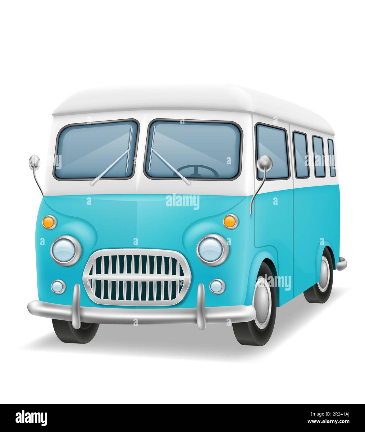 Retro Mini Van Bus For Travel And Leisure Vector Illustration Isolated