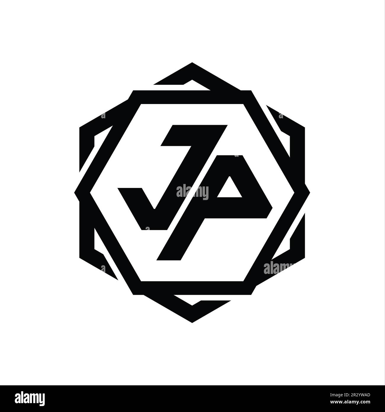 JP Logo Monogram Hexagon Shape With Geometric Abstract Isolated Outline