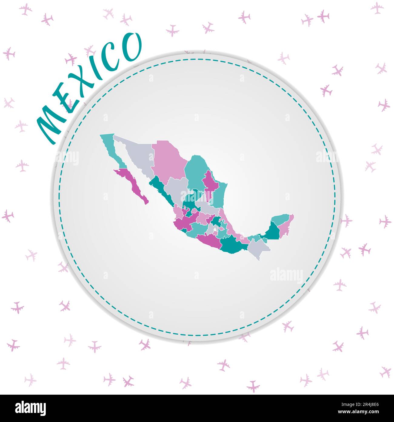 Mexico Map Design Map Of The Country With Regions In Emerald Amethyst