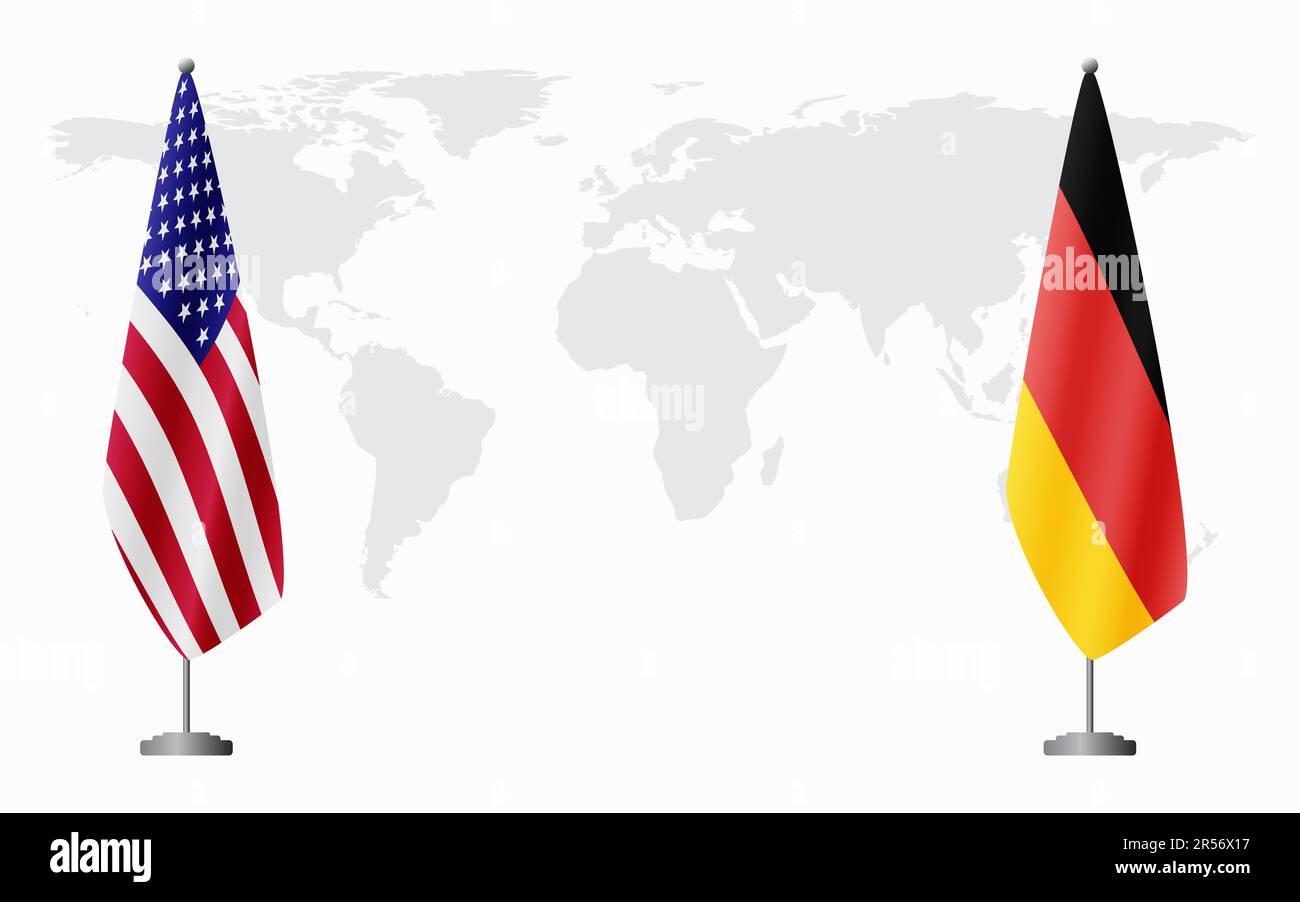 United States And Germany Flags For Official Meeting Against Background