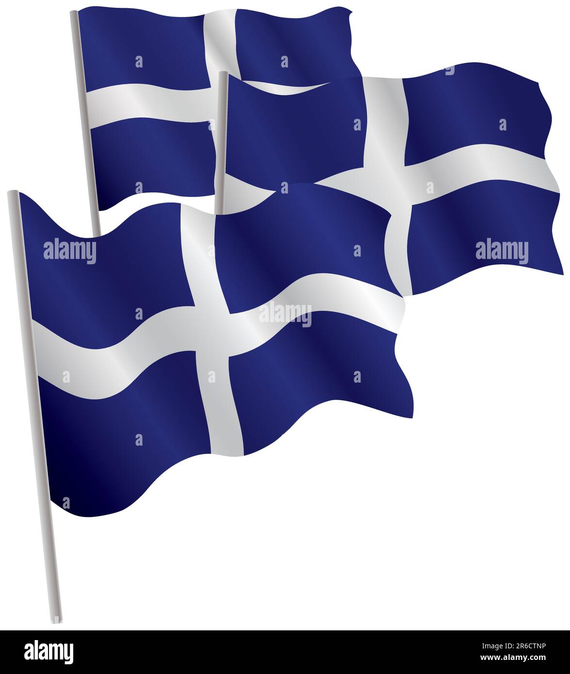 Greece 3d Flag Vector Illustration Isolated On White Stock Vector