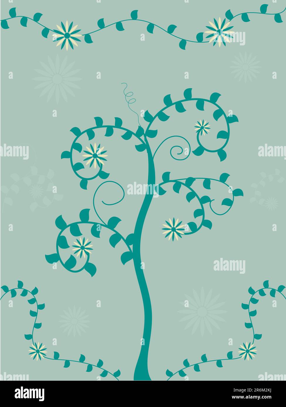 Hand Drawn Illustration Of Tree With Swirly Branches Stock Vector Image