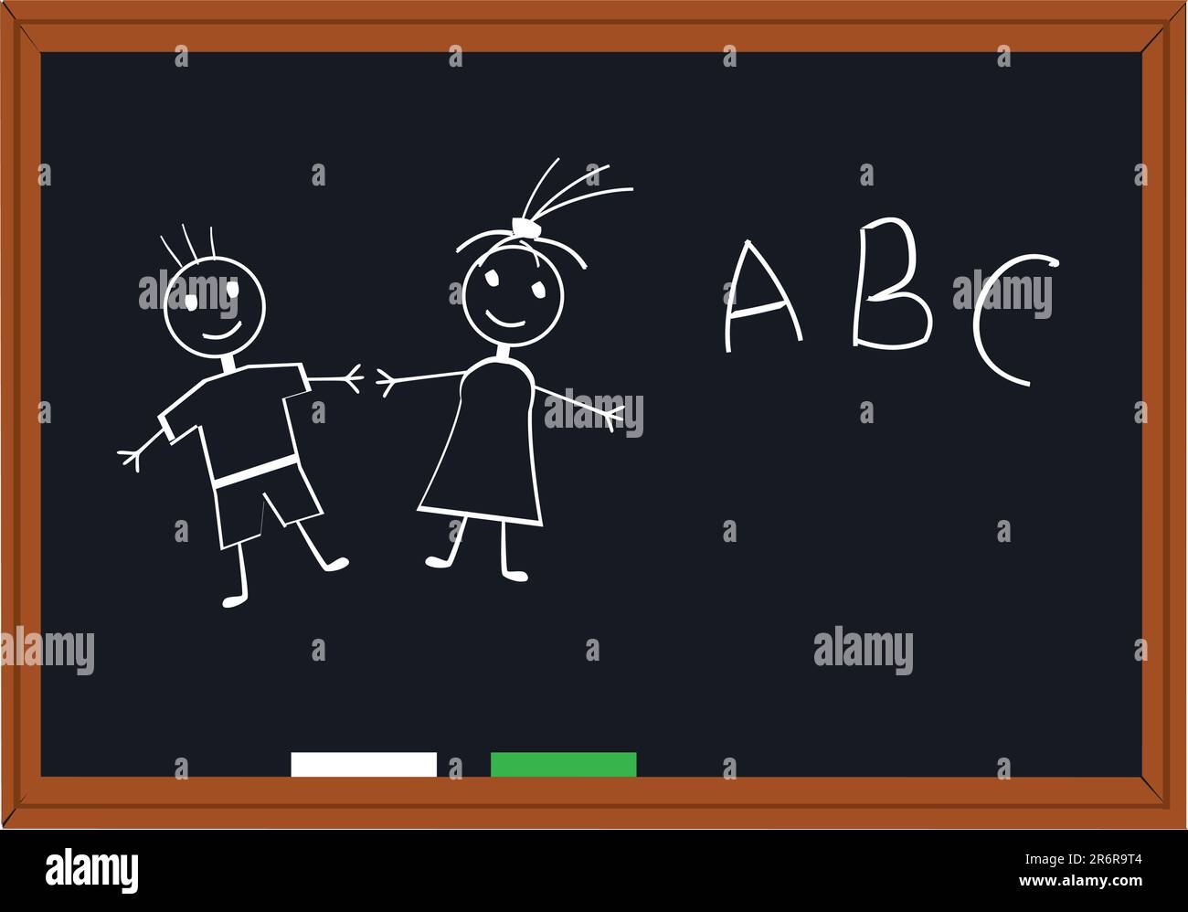 Vector Illustration Of A Blackboard With Funny People And Abc Stock