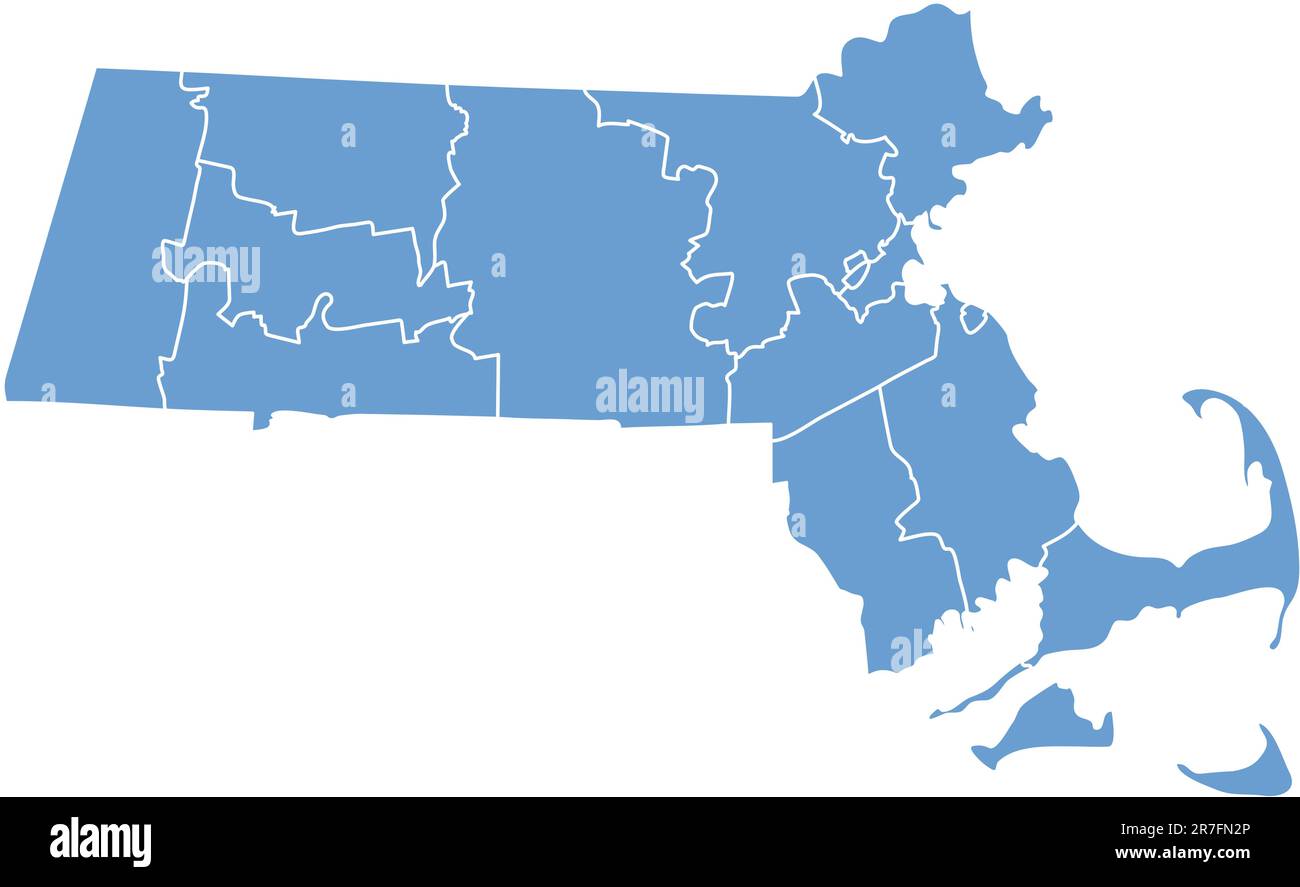 Massachusetts Map By Counties Stock Vector Image Art Alamy