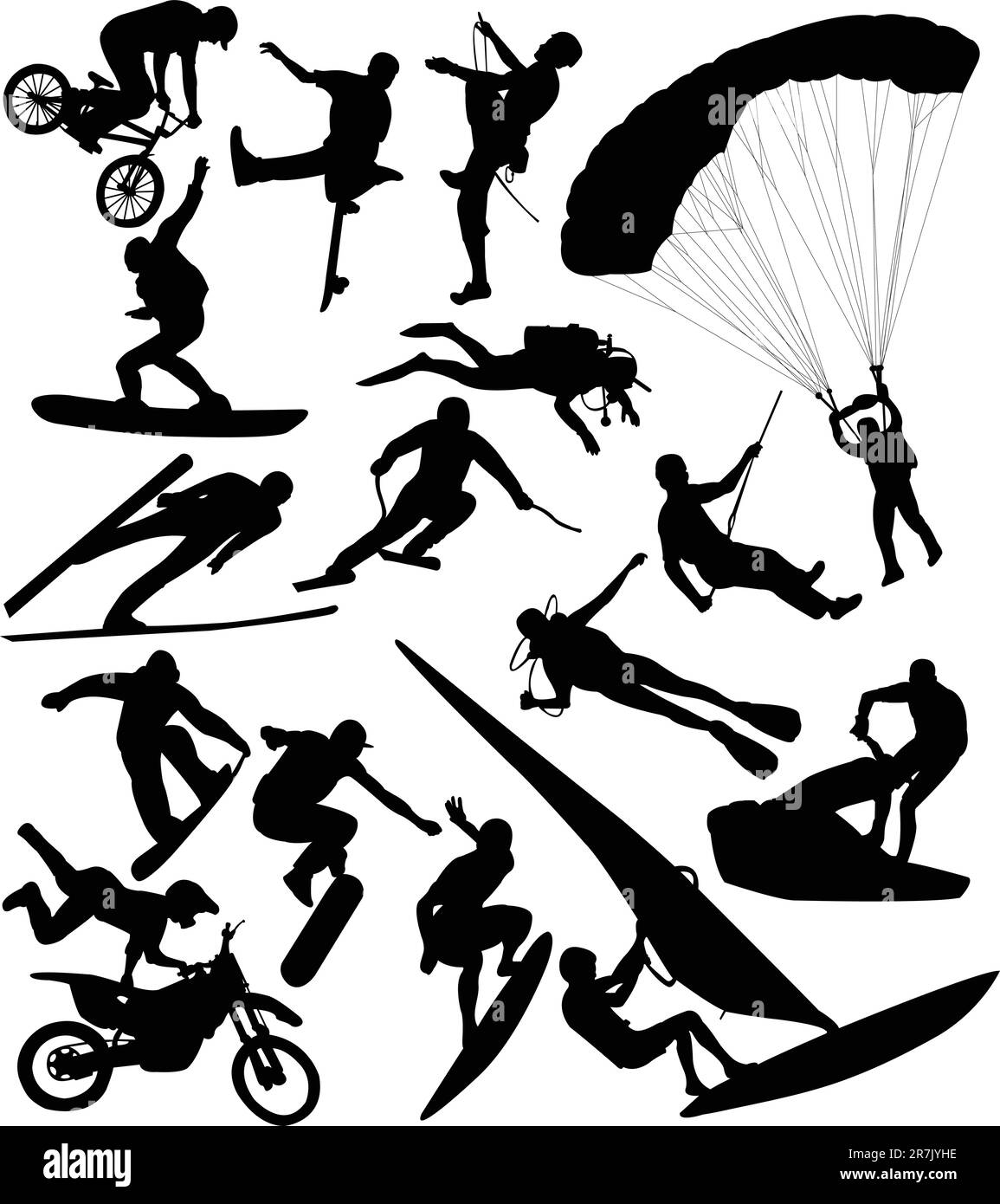 Extreme Sports Silhouettes Vector Stock Vector Image Art Alamy