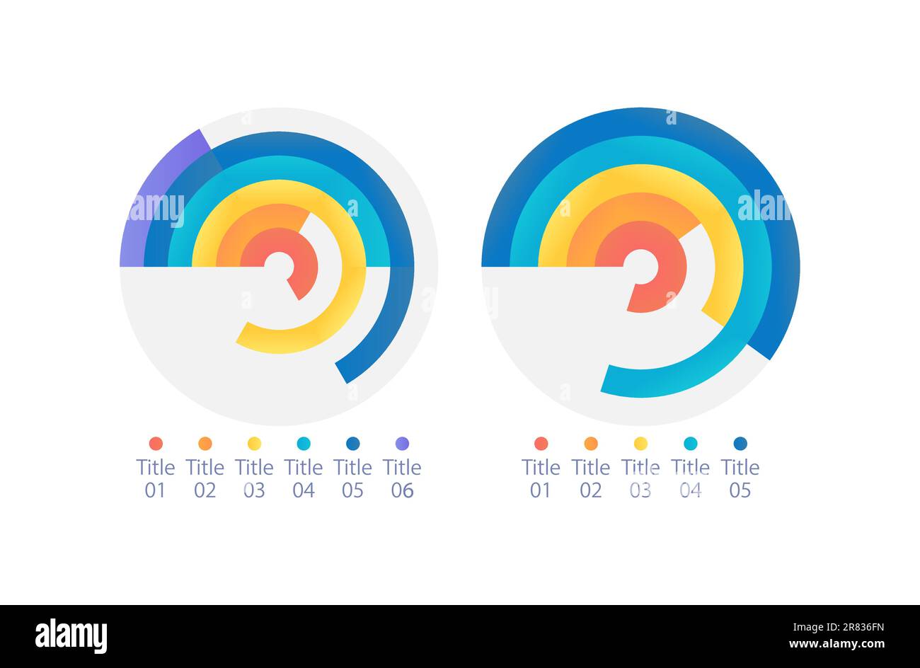 Radial Bar Infographic Chart Design Template Set Stock Vector Image