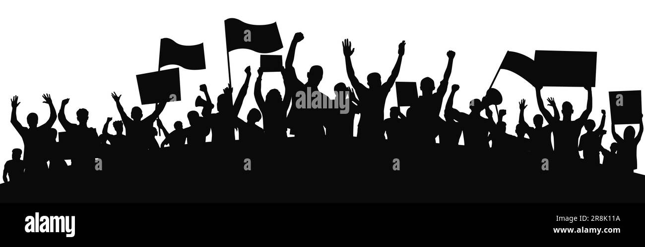 Protesters Enraged Crowd Of People Silhouette Stock Vector Image Art