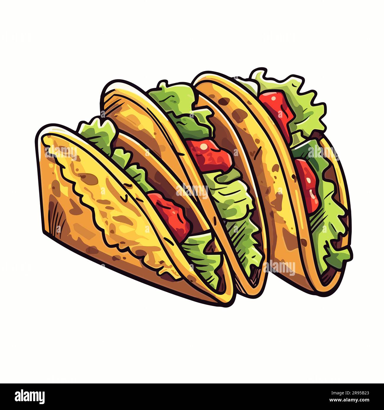 Mexican Taco Tacos Hand Drawn Illustration Vector Doodle Style