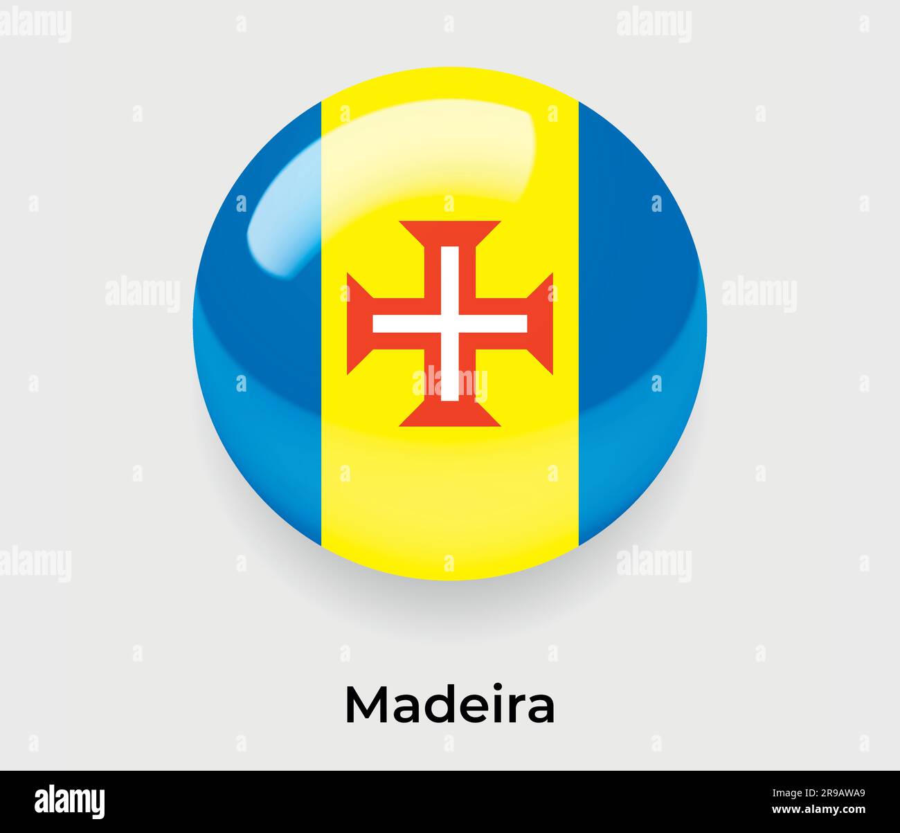 Madeira Glossy Flag Bubble Circle Round Shape Icon Vector Illustration