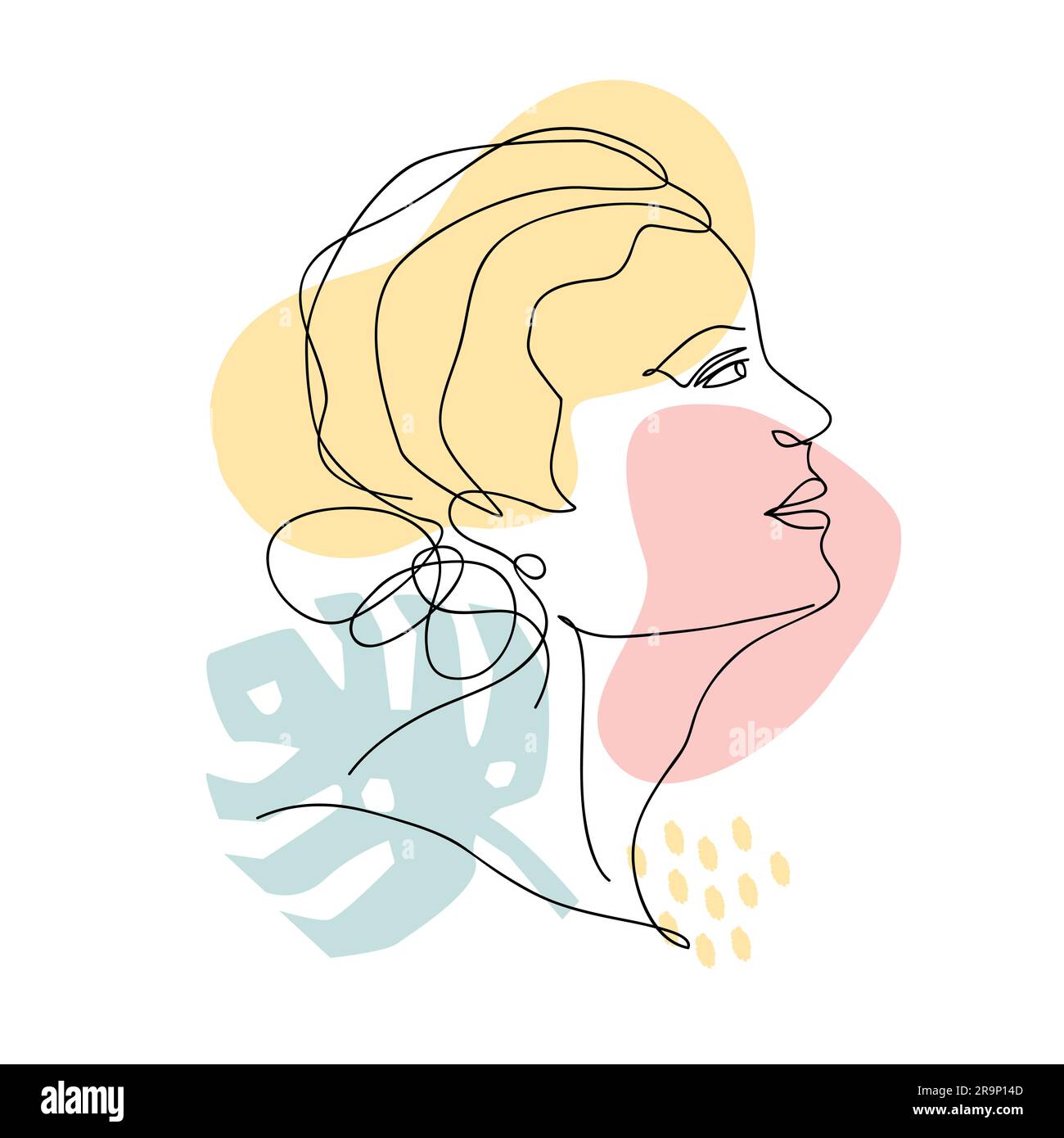 Vector Abstract Trendy Illustration Of One Line Drawing Of Woman With