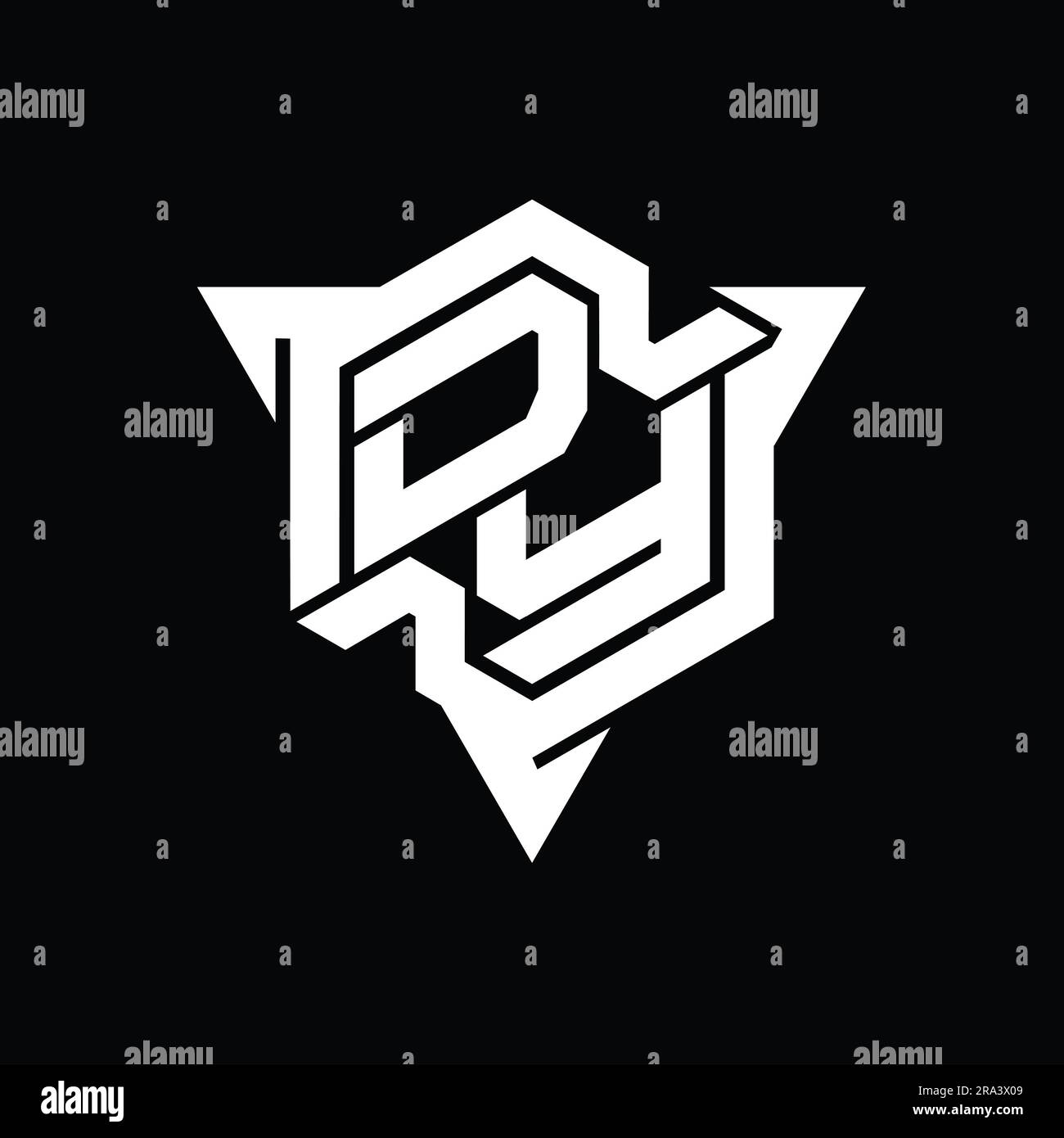 DY Letter Logo Monogram Hexagon Shape With Triangle Outline Gaming